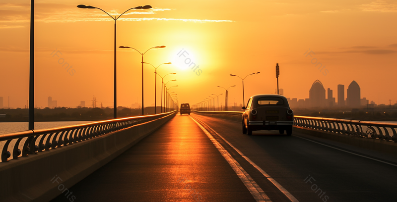 橙色天空湖泊唯美意境阳光下的公路摄影背景,高清,摄影图,摄影图片,图片大全,摄影图免费下载
